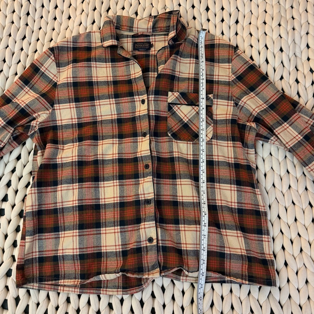 Pendleton Plaid Button-Front Flannel Lounge Shirt - image 6